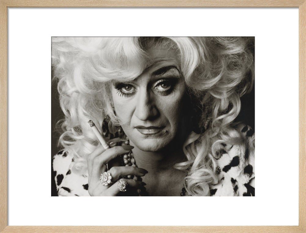 Paul o'grady as lily savage portrait print (art print, medium, natural frame)