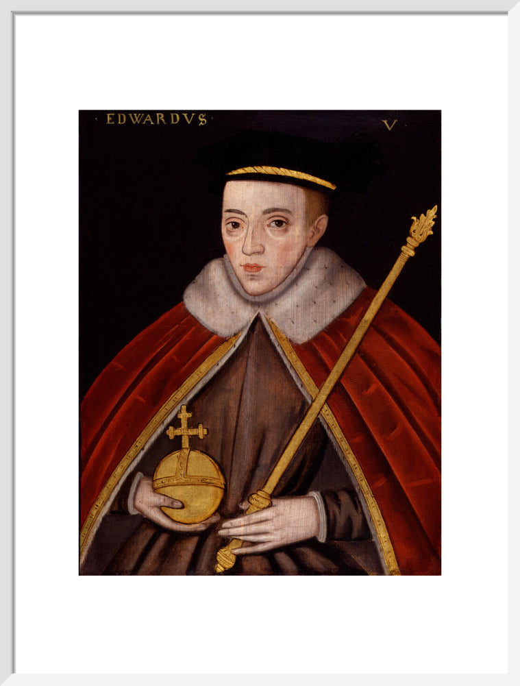 King edward v portrait print (art print, large, white frame)