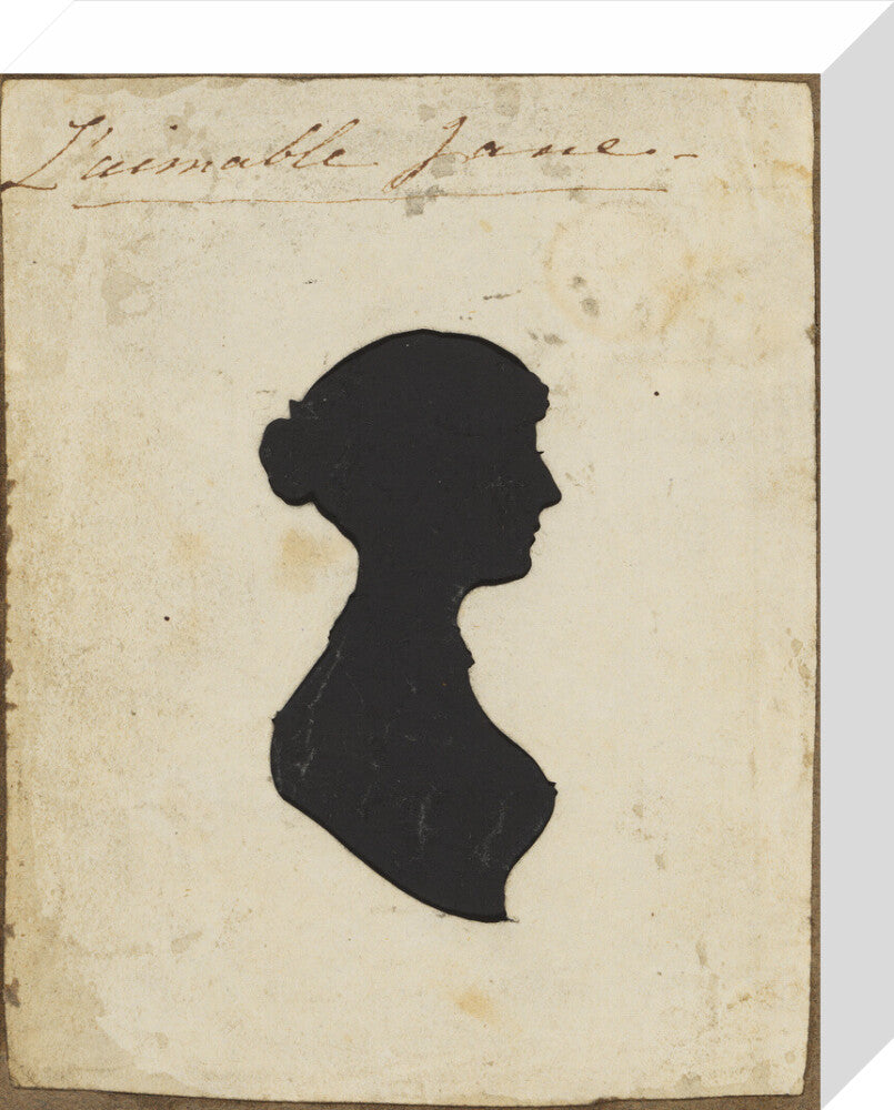 Possibly jane austen portrait print (stretched canvas, small, no frame)