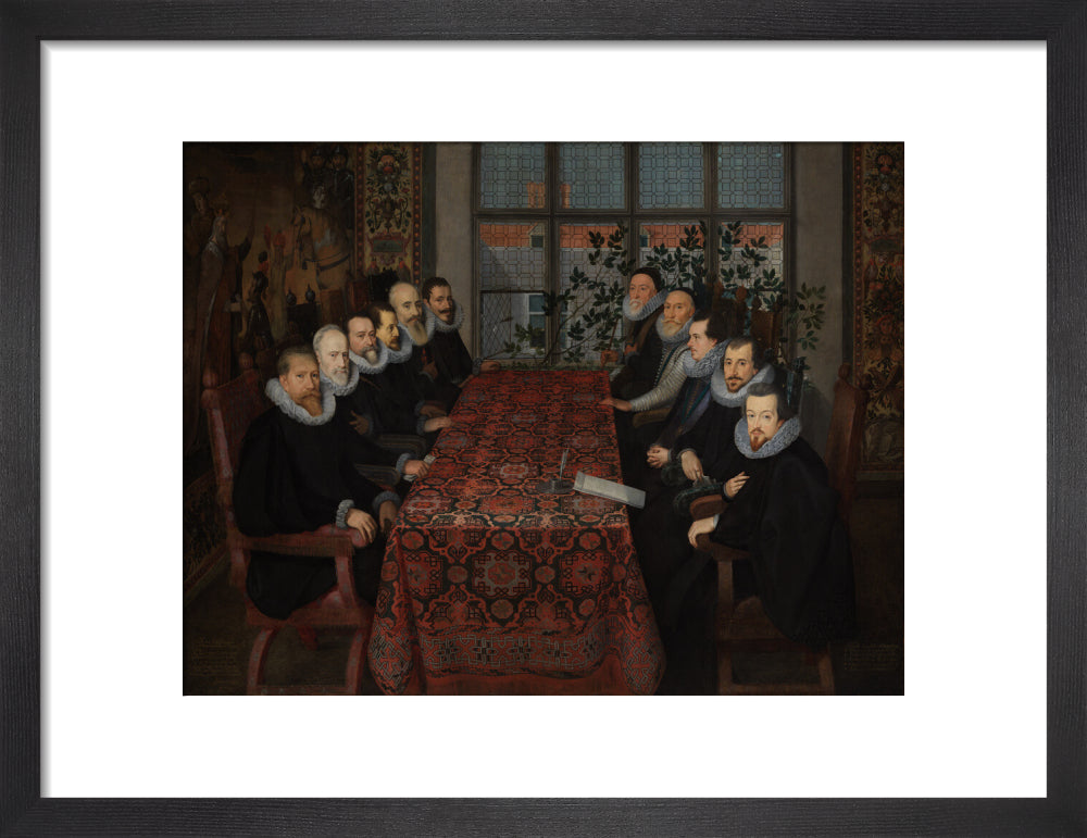 The somerset house conference, 1604 portrait print (art print, small, black frame)