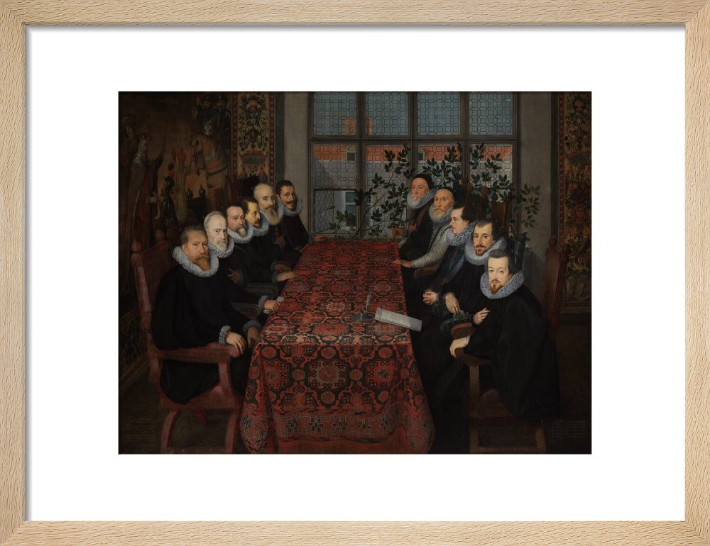 The somerset house conference, 1604 portrait print (art print, small, natural frame)