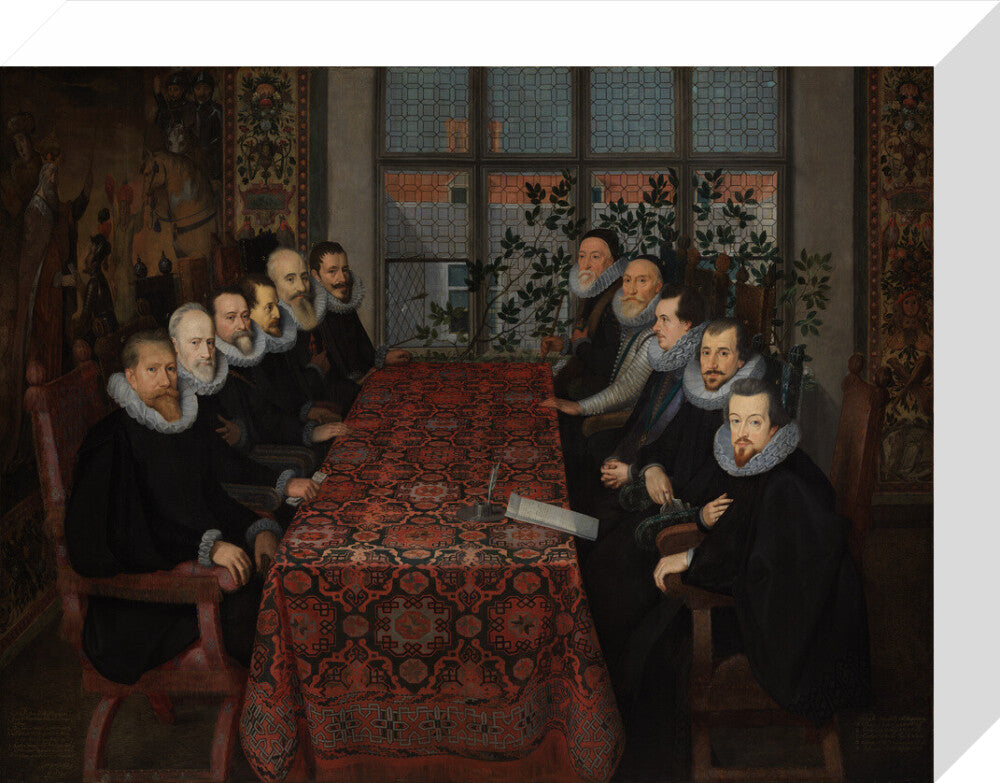 The somerset house conference, 1604 portrait print (stretched canvas, small, no frame)