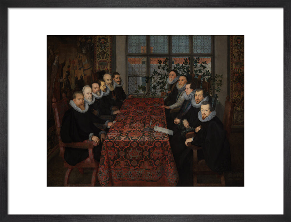 The somerset house conference, 1604 portrait print (art print, medium, black frame)