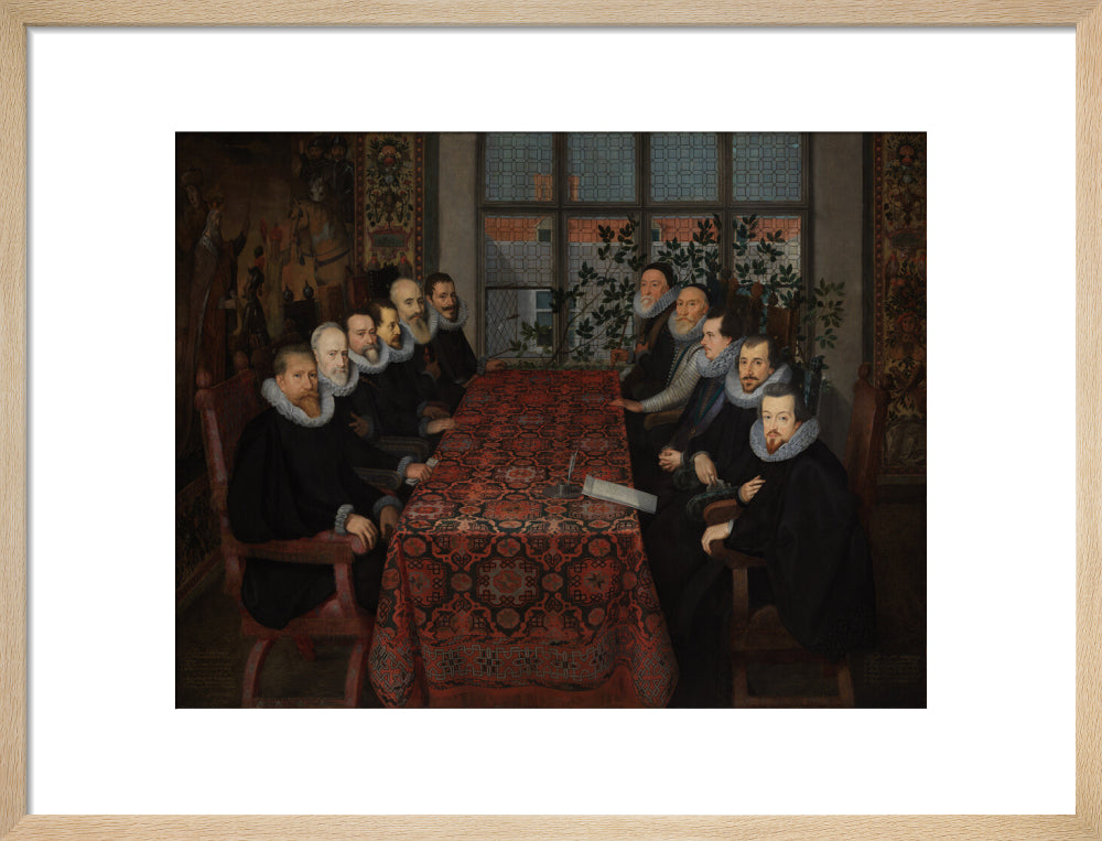 The somerset house conference, 1604 portrait print (art print, medium, natural frame)