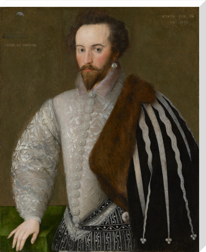 Sir walter ralegh (raleigh) portrait print (stretched canvas, extra large, no frame)