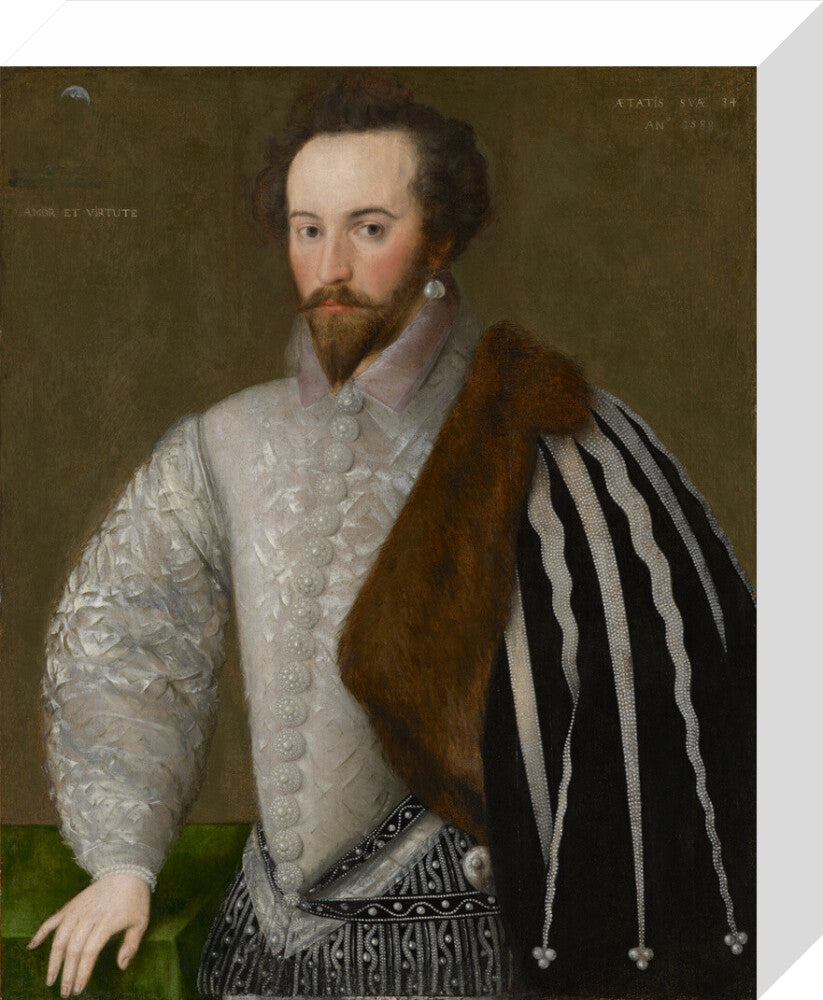 Sir walter ralegh (raleigh) portrait print (stretched canvas, small, no frame)