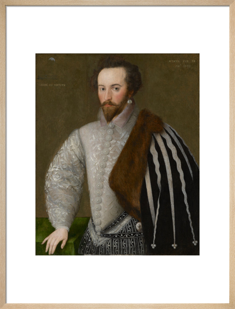 Sir walter ralegh (raleigh) portrait print (art print, large, natural frame)
