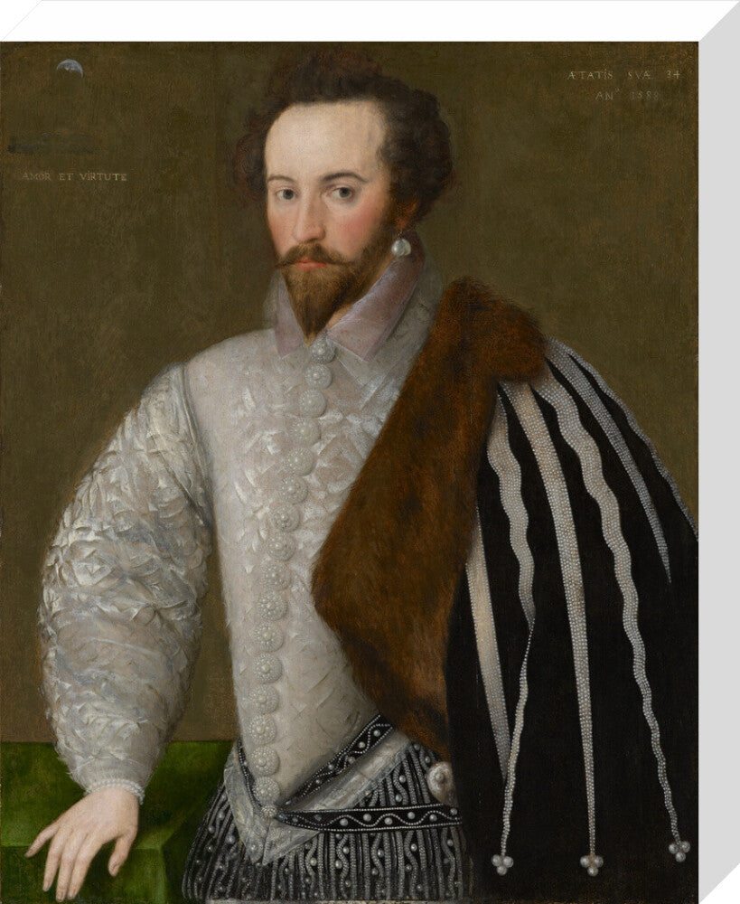 Sir walter ralegh (raleigh) portrait print (stretched canvas, medium, no frame)