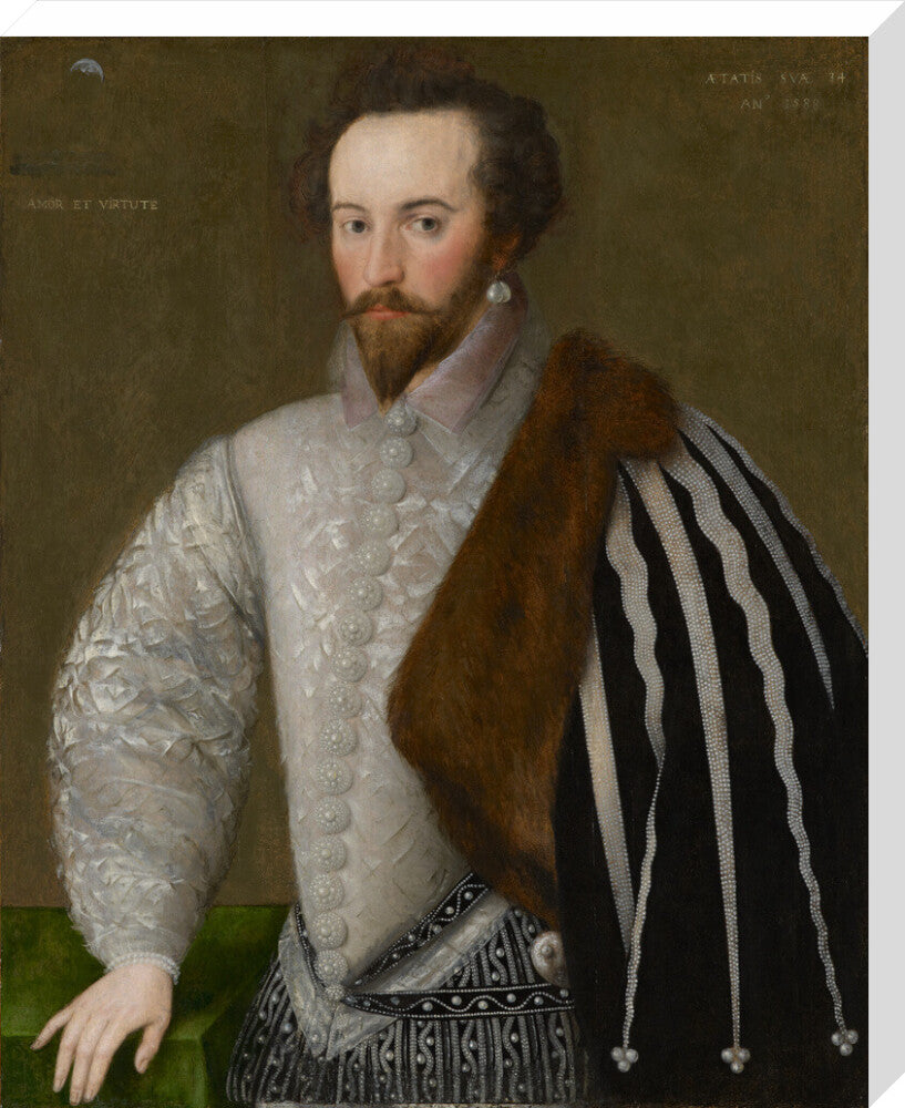 Sir walter ralegh (raleigh) portrait print (stretched canvas, large, no frame)