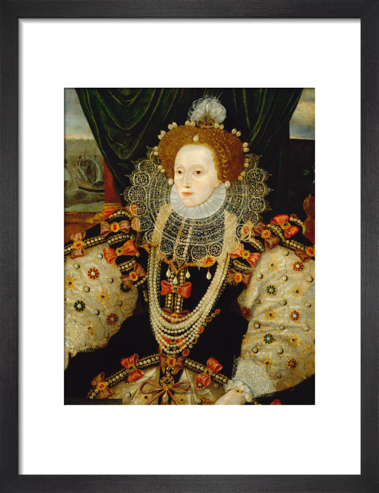 Queen elizabeth i portrait print (art print, small, black frame)