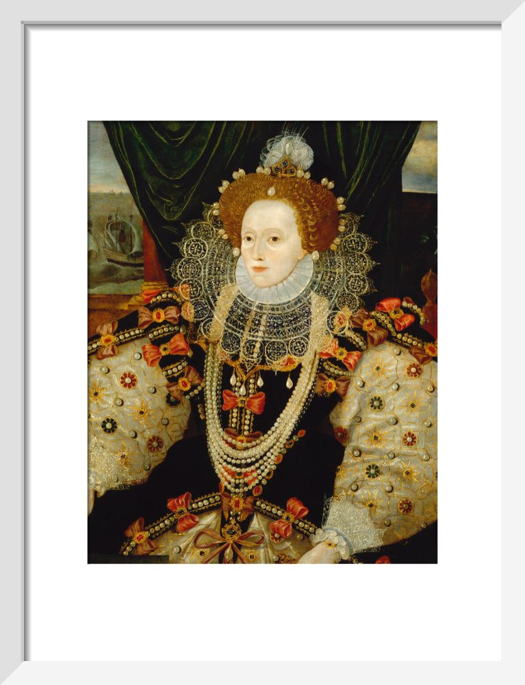 Queen elizabeth i portrait print (art print, small, white frame)
