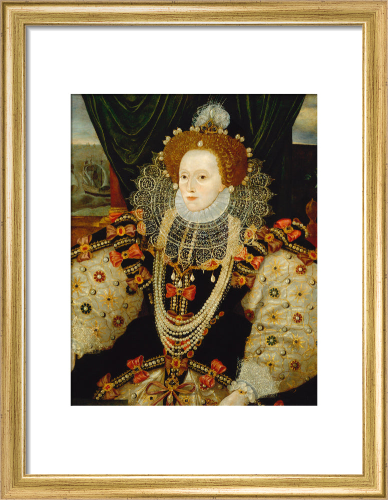 Queen elizabeth i portrait print (art print, small, gold frame)