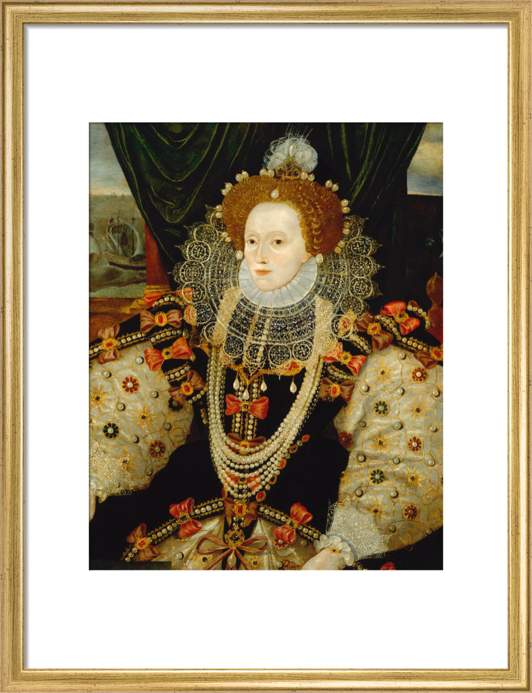 Queen elizabeth i portrait print (art print, medium, gold frame)