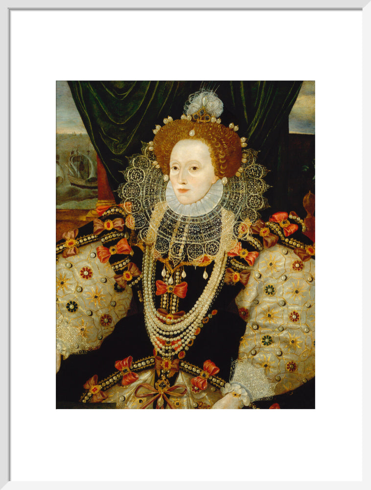 Queen elizabeth i portrait print (art print, large, white frame)