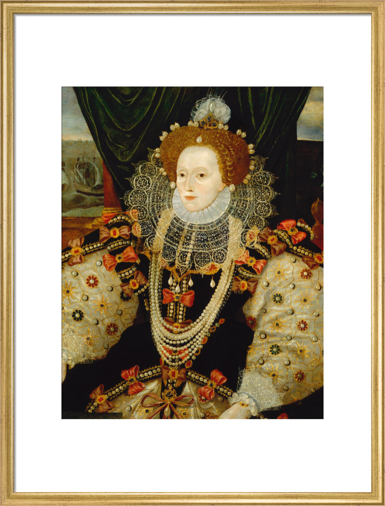 Queen elizabeth i portrait print (art print, large, gold frame)