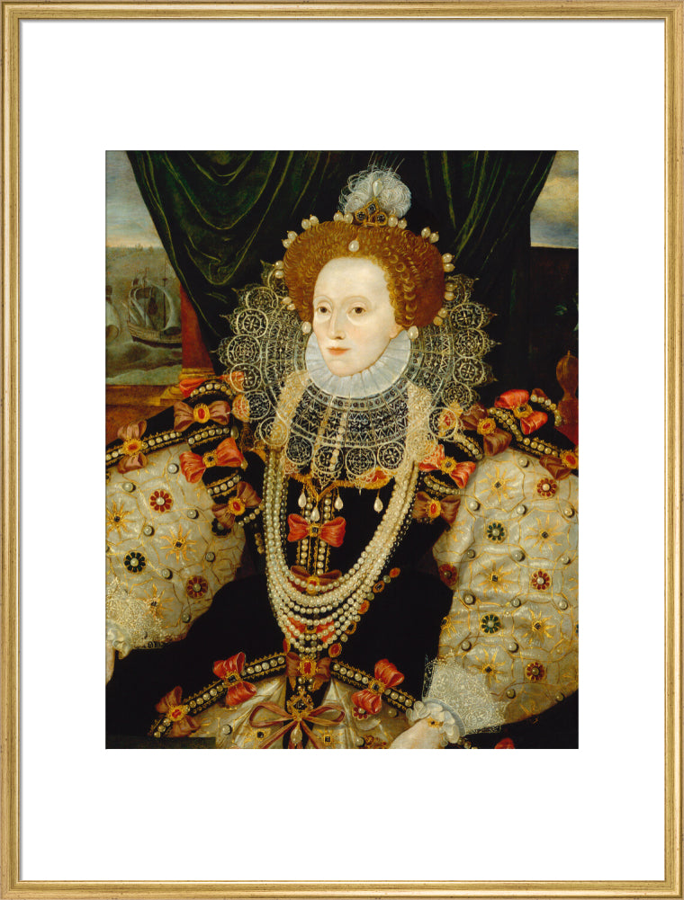 Queen elizabeth i portrait print (art print, extra large, gold frame)