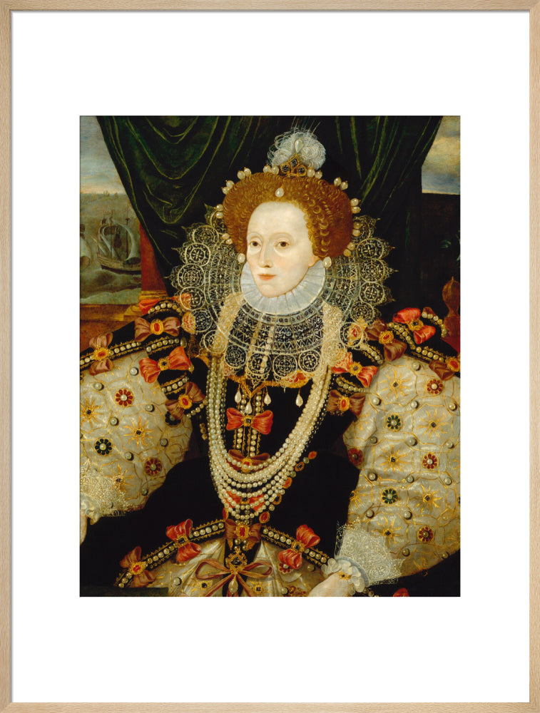 Queen elizabeth i portrait print (art print, extra large, natural frame)