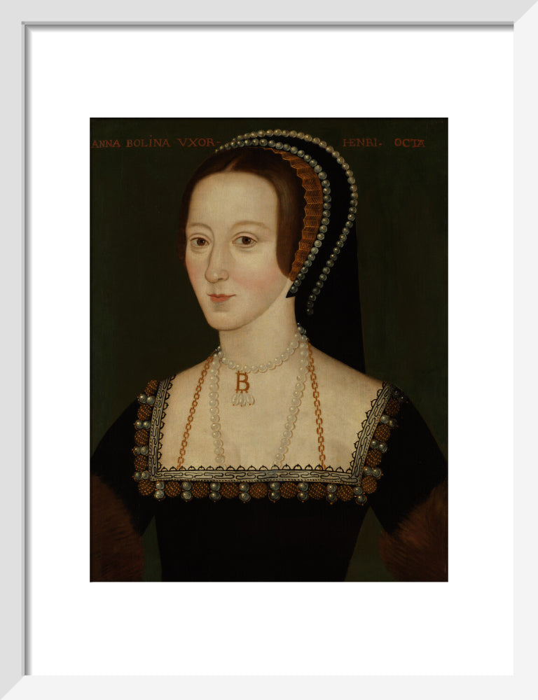 Anne boleyn portrait print (art print, small, white frame frame)