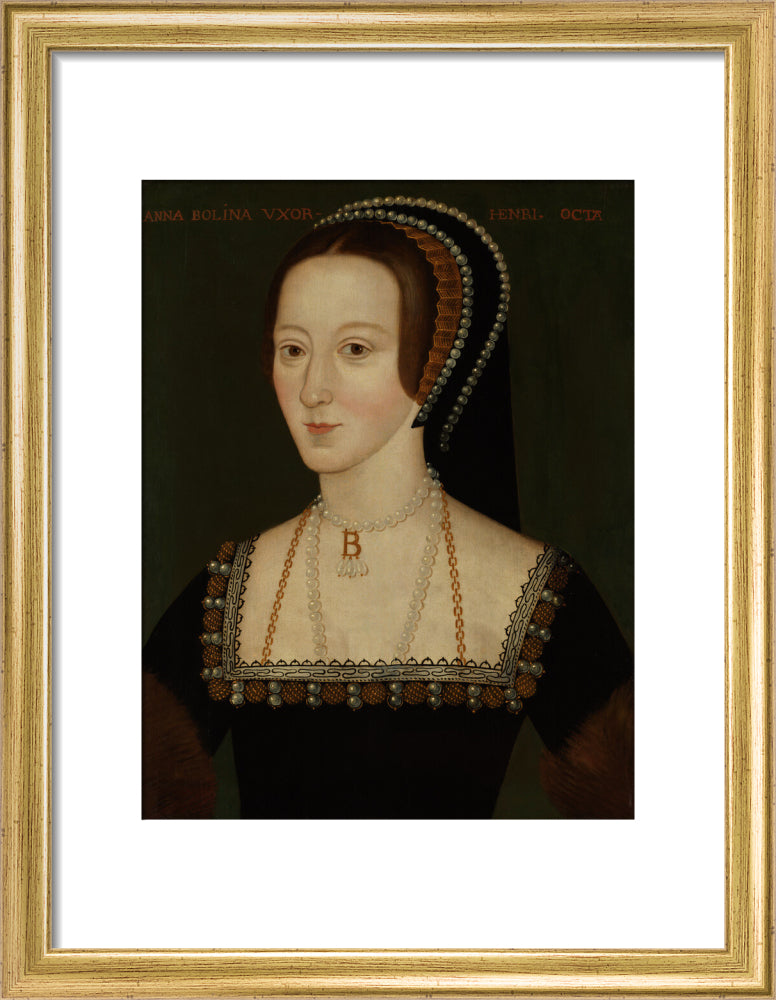 Anne boleyn portrait print (art print, small, gold frame frame)