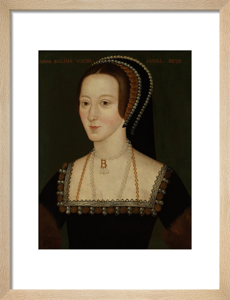 Anne boleyn portrait print (art print, small, natural frame frame)