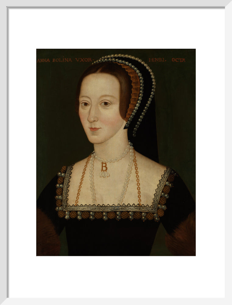 Anne boleyn portrait print (art print, medium, white frame frame)