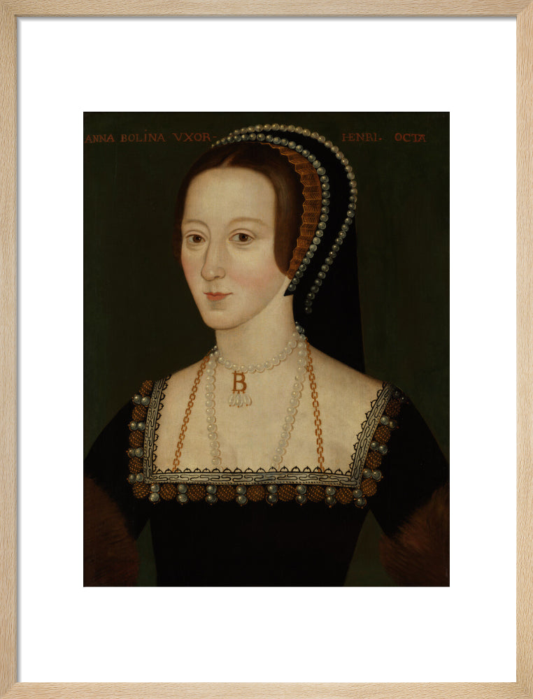 Anne boleyn portrait print (art print, medium, natural frame frame)