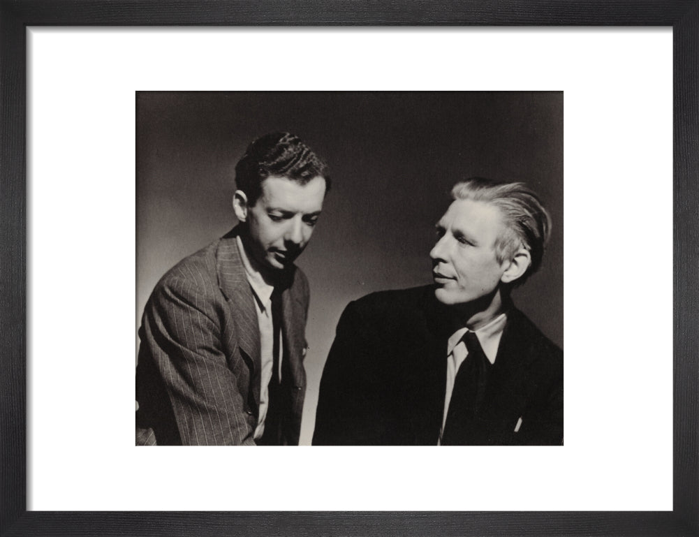 Benjamin britten; w.h. auden portrait print (art print, small, black frame frame)