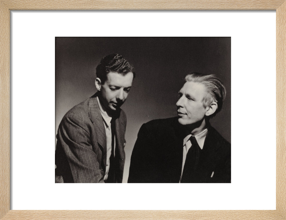 Benjamin britten; w.h. auden portrait print (art print, small, natural frame frame)