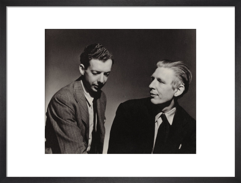 Benjamin britten; w.h. auden portrait print (art print, medium, black frame frame)