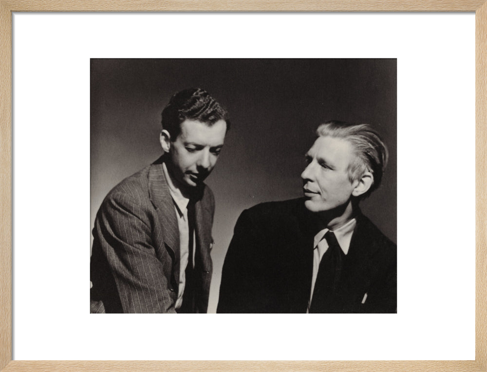 Benjamin britten; w.h. auden portrait print (art print, medium, natural frame frame)