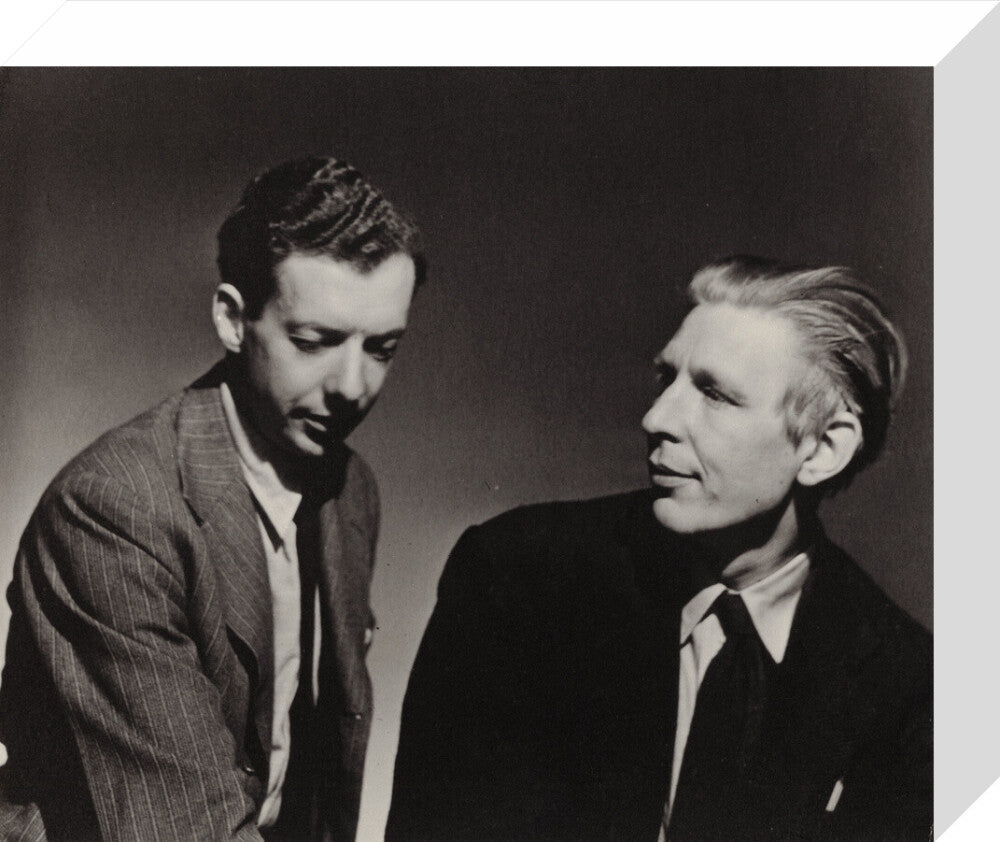 Benjamin britten; w.h. auden portrait print (stretched canvas, small, no frame frame)