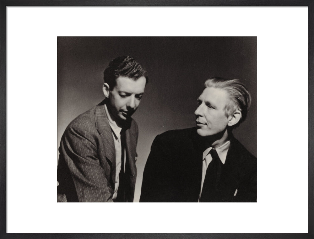 Benjamin britten; w.h. auden portrait print (art print, large, black frame frame)