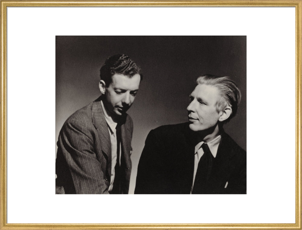 Benjamin britten; w.h. auden portrait print (art print, extra large, gold frame frame)