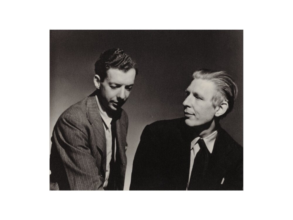 Benjamin britten; w.h. auden portrait print (art print, small, no frame frame)