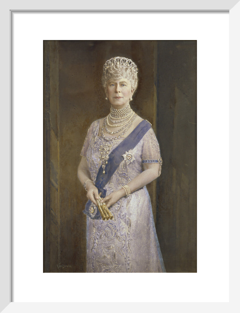 Queen mary portrait print (art print, small, white frame)