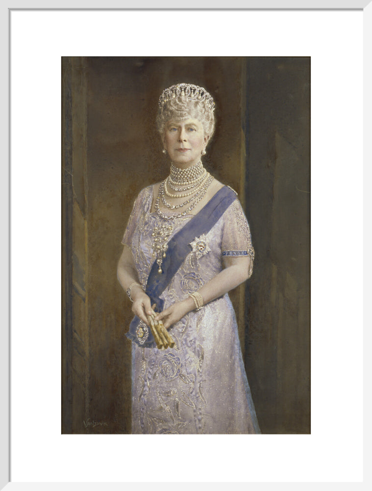 Queen mary portrait print (art print, large, white frame)