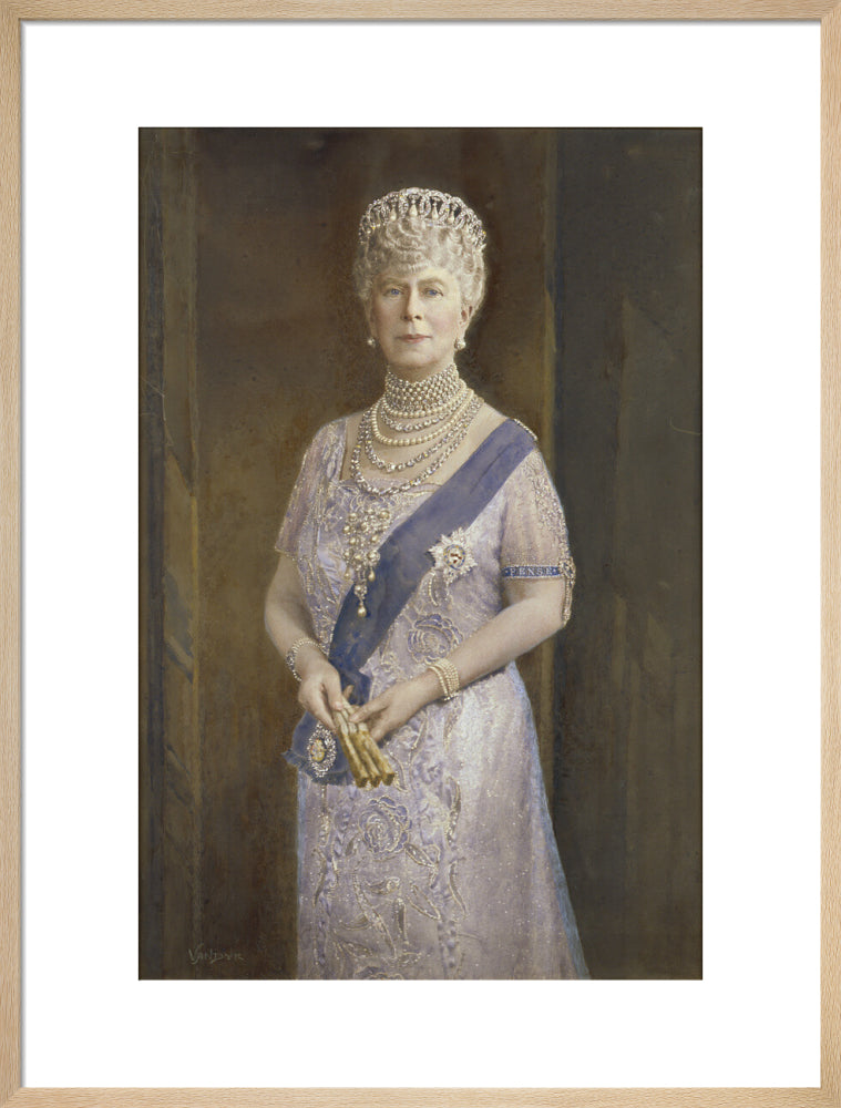 Queen mary portrait print (art print, large, natural frame)