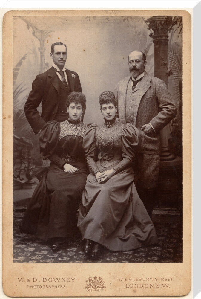 Haakon vii, king of norway; maud, queen of norway; queen alexandra; king edward vii portrait print (stretched canvas, extra large, no frame)