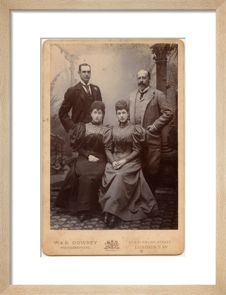 Haakon vii, king of norway; maud, queen of norway; queen alexandra; king edward vii portrait print (art print, small, natural frame)