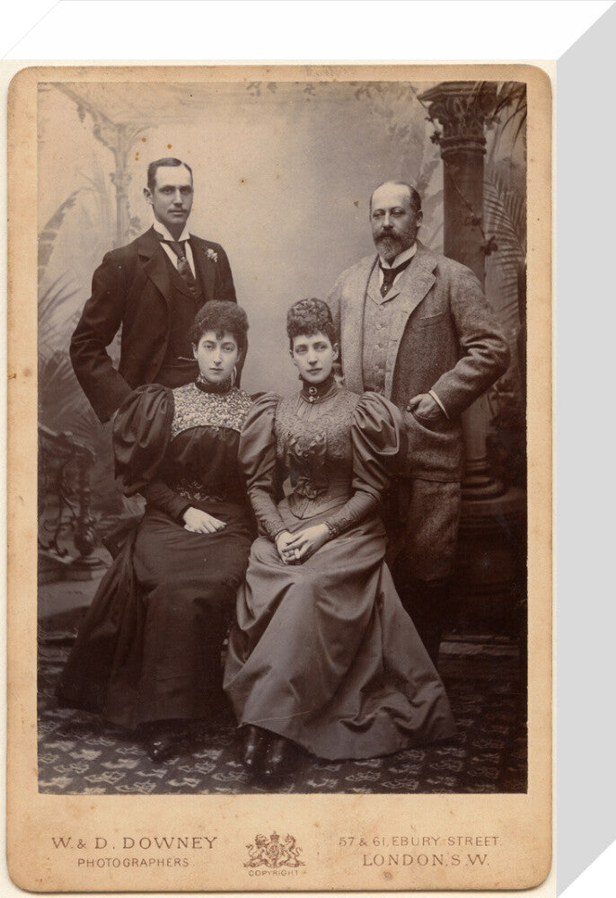 Haakon vii, king of norway; maud, queen of norway; queen alexandra; king edward vii portrait print (stretched canvas, small, no frame)