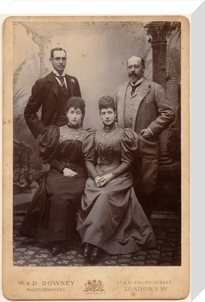 Haakon vii, king of norway; maud, queen of norway; queen alexandra; king edward vii portrait print (stretched canvas, medium, no frame)