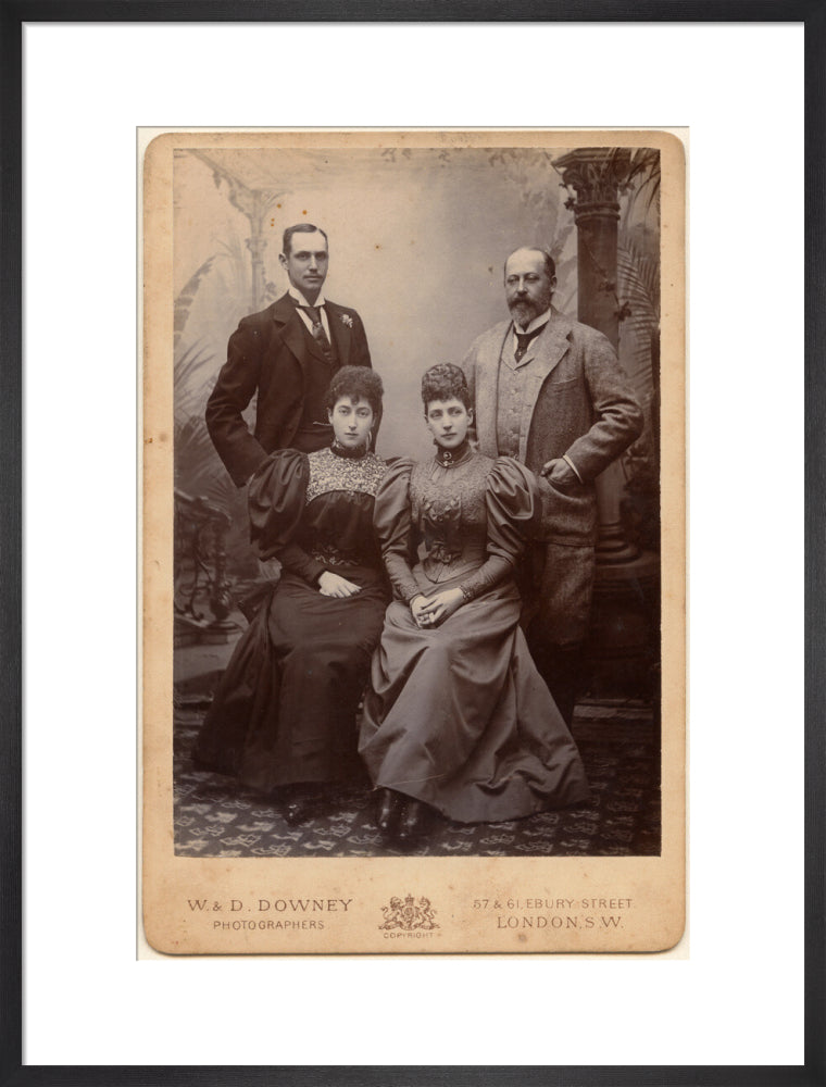 Haakon vii, king of norway; maud, queen of norway; queen alexandra; king edward vii portrait print (art print, large, black frame)