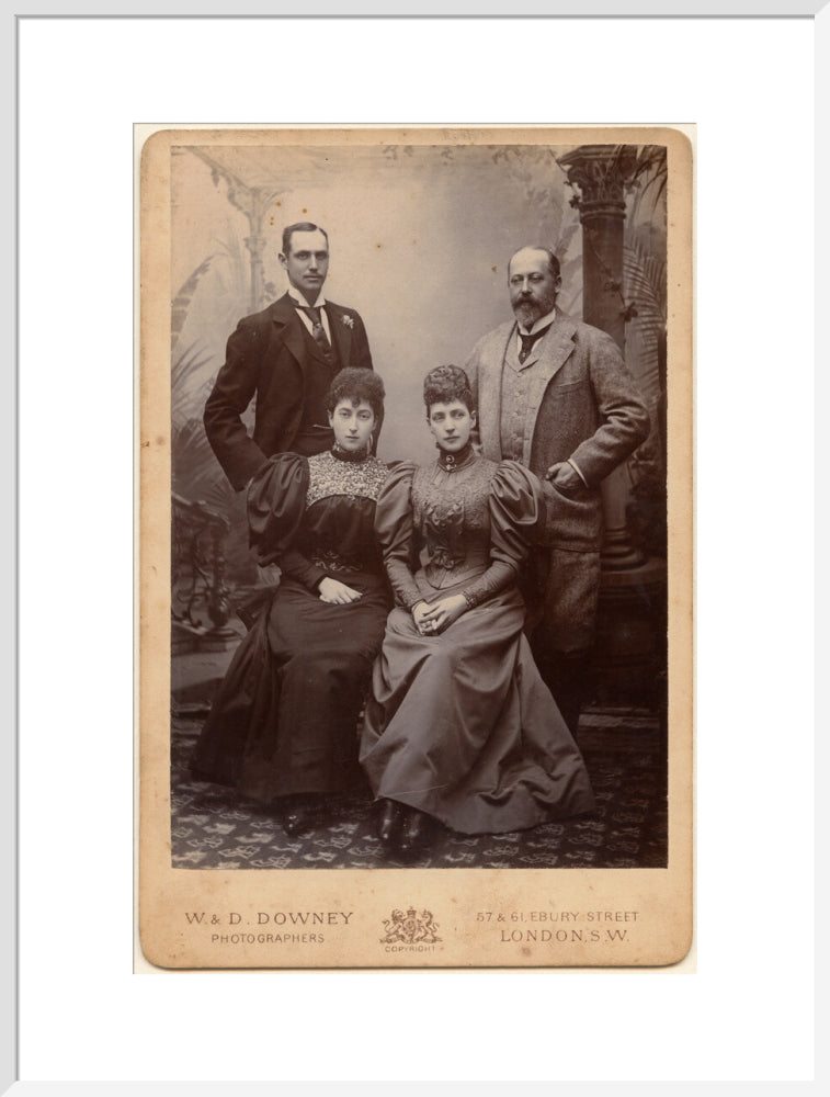 Haakon vii, king of norway; maud, queen of norway; queen alexandra; king edward vii portrait print (art print, extra large, white frame)
