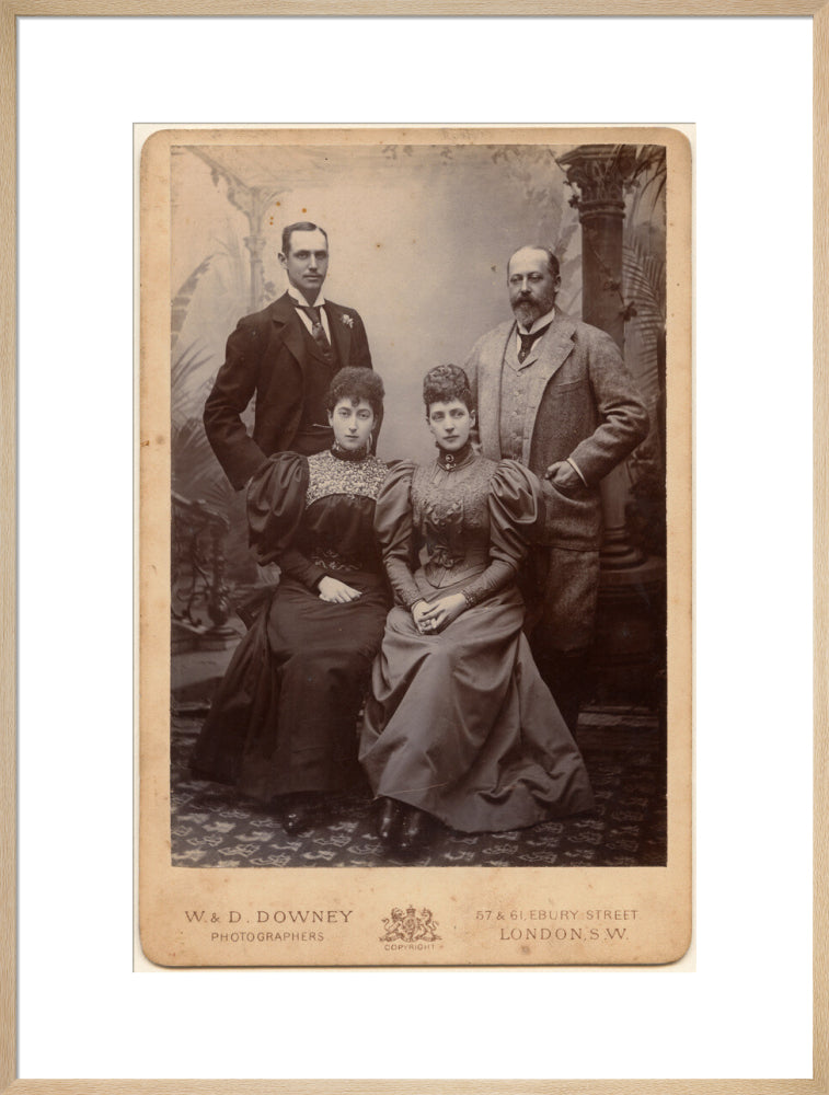 Haakon vii, king of norway; maud, queen of norway; queen alexandra; king edward vii portrait print (art print, extra large, natural frame)