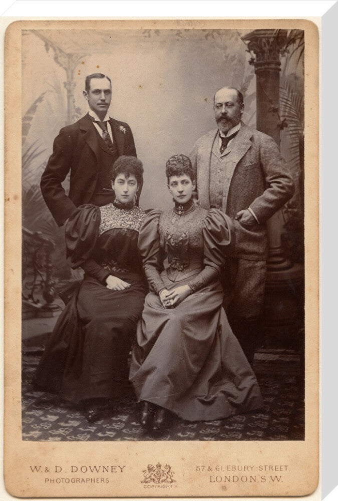 Haakon vii, king of norway; maud, queen of norway; queen alexandra; king edward vii portrait print (stretched canvas, large, no frame)