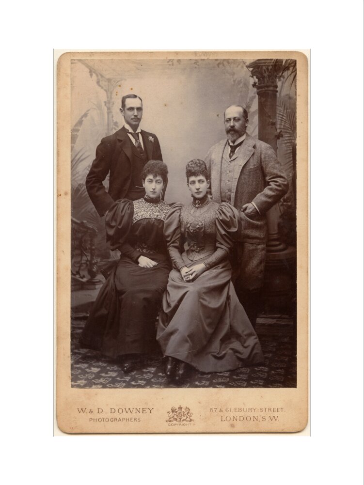 Haakon vii, king of norway; maud, queen of norway; queen alexandra; king edward vii portrait print (art print, medium, no frame)