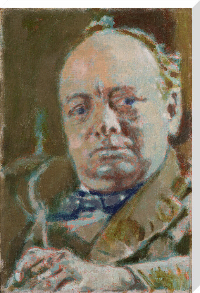 Winston churchill portrait print (stretched canvas, extra large, no frame)