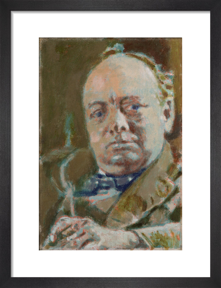 Winston churchill portrait print (art print, small, black frame)