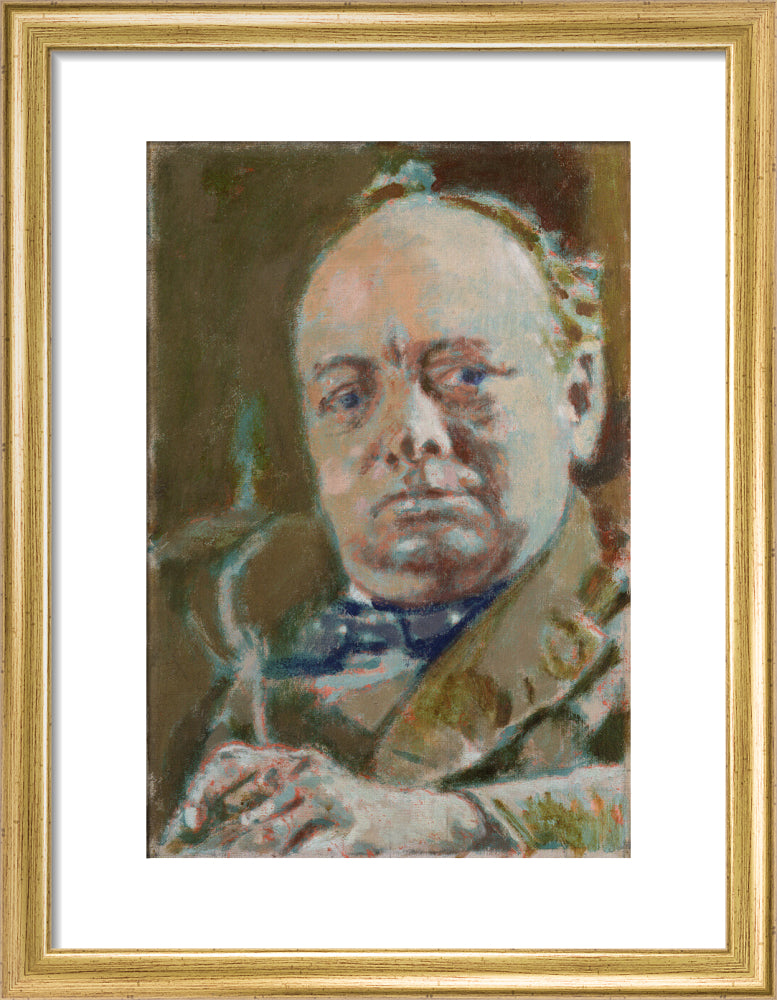 Winston churchill portrait print (art print, small, gold frame)