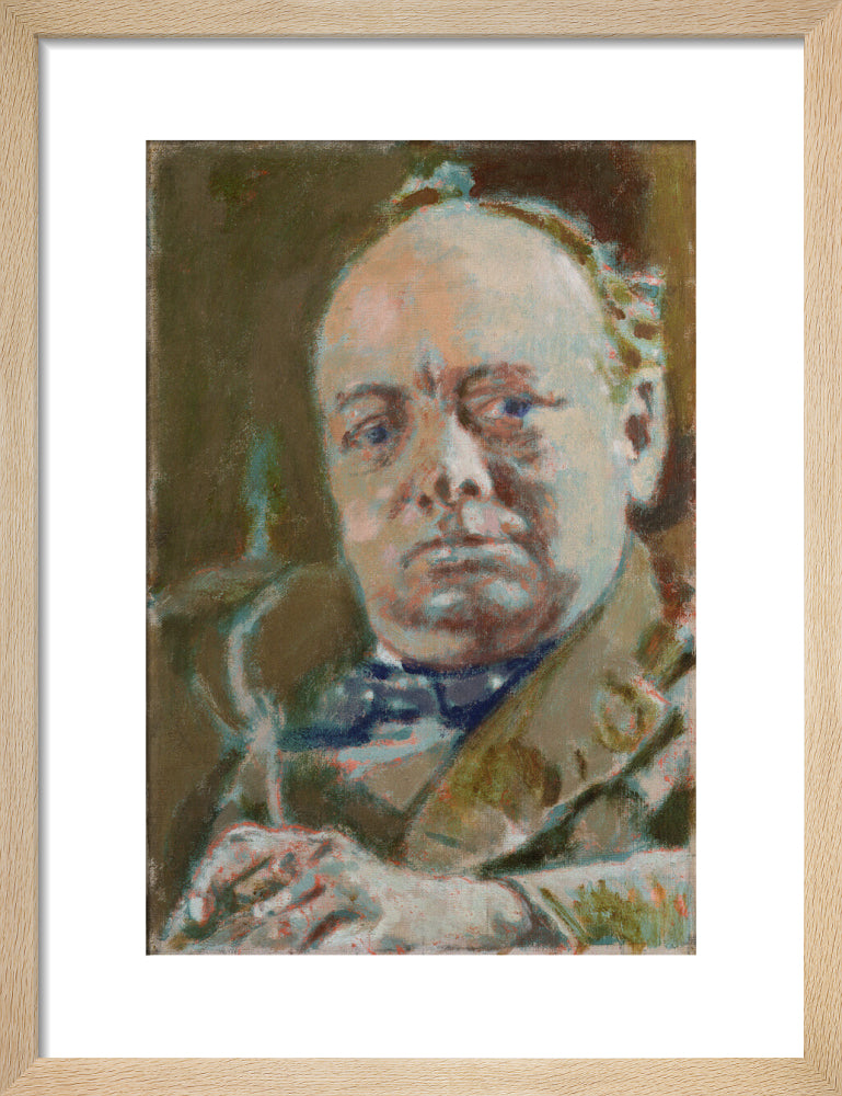 Winston churchill portrait print (art print, small, natural frame)